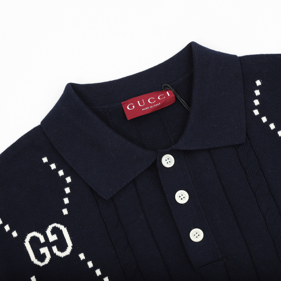 구찌(GUCCI) 더블 자카드 니트 폴로셔츠 상의 의류
