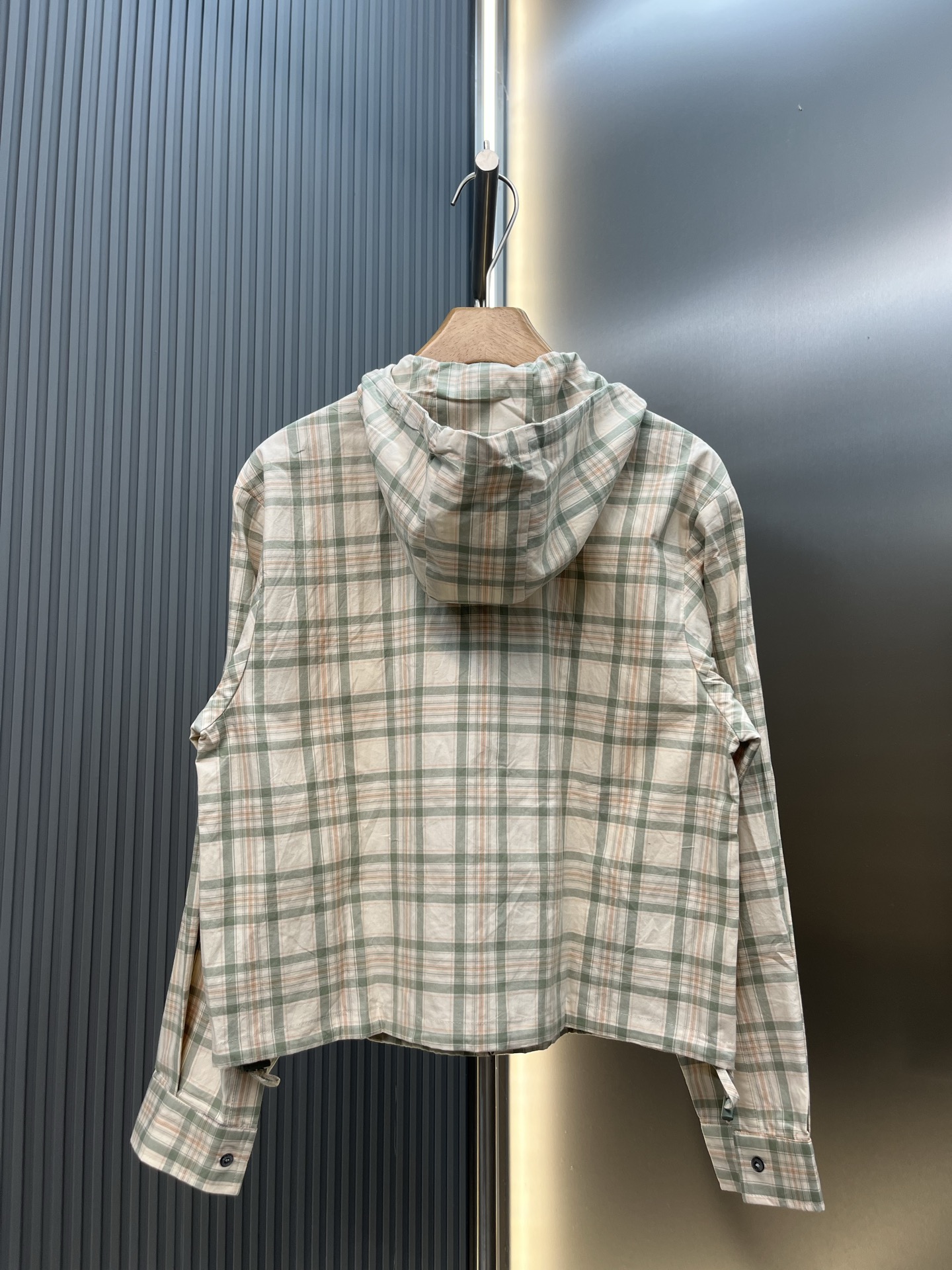 아크네(Acne studios) 로고 자수 체크 후드 재킷 상의 의류