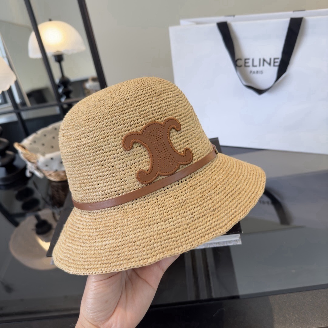 셀린느(CELINE) 라피아 햇 모자