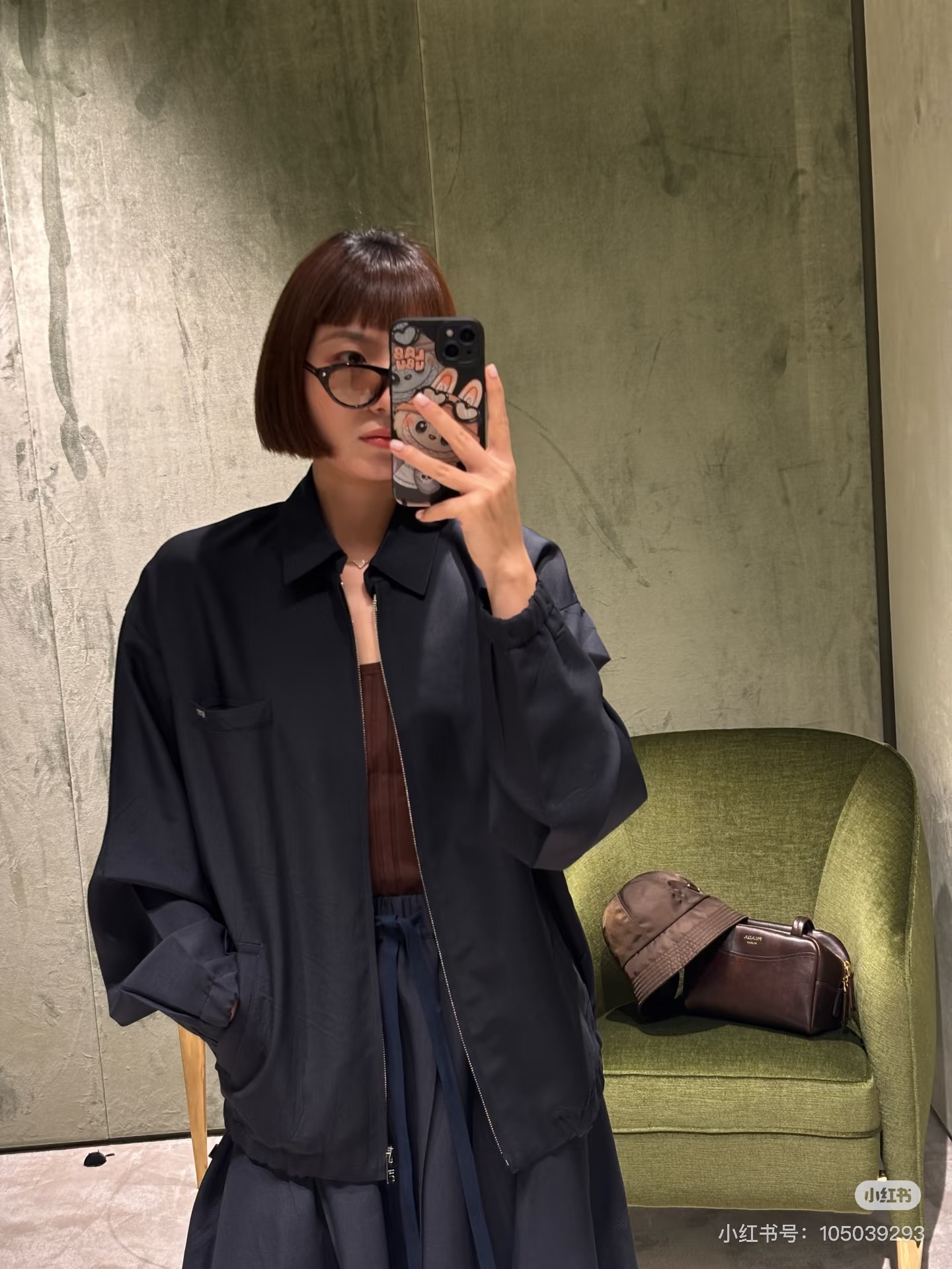 프라다(PRADA) 카키 오버핏 집업 재킷 상의 의류