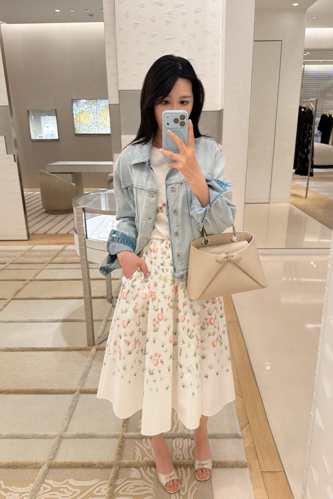 디올(DIOR) 로고 자수 워싱 데님 재킷 상의 의류