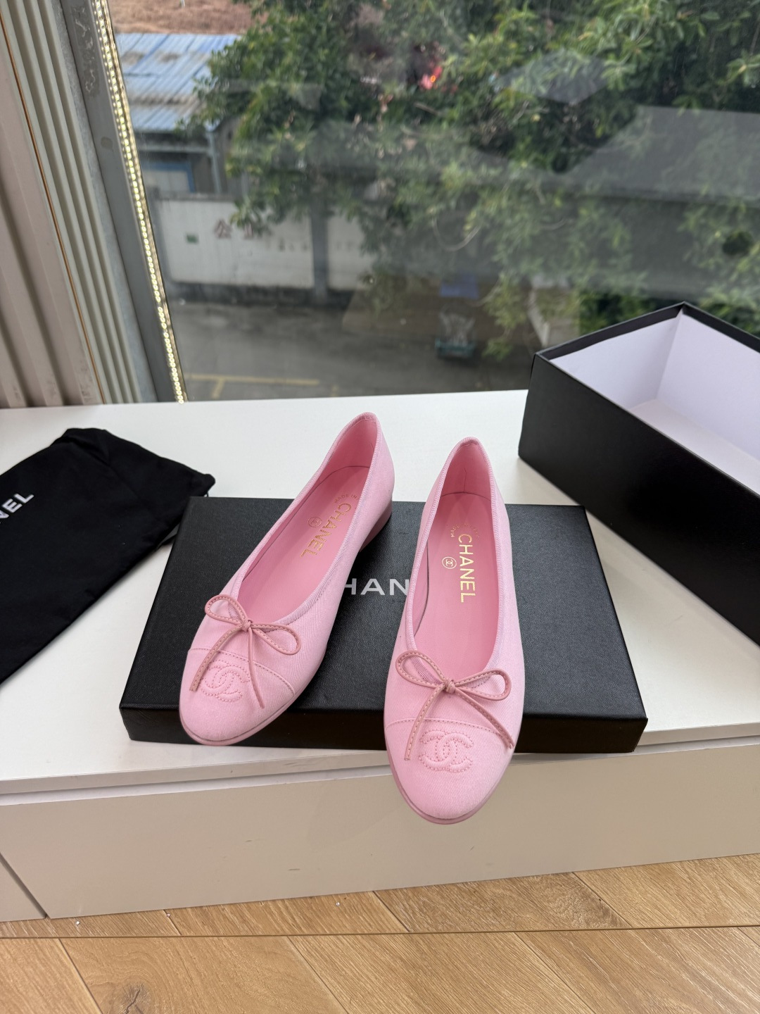 샤넬(CHANEL) 리본 메리제인 슬링백 플랫 신발