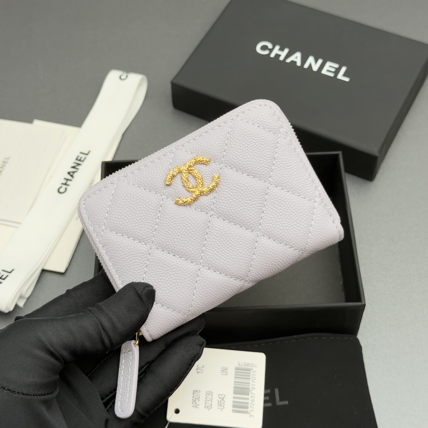 [Chanel] 샤넬 26SS 캐비어 멀티 젬스톤 미니 지퍼 코인 퍼스 지갑