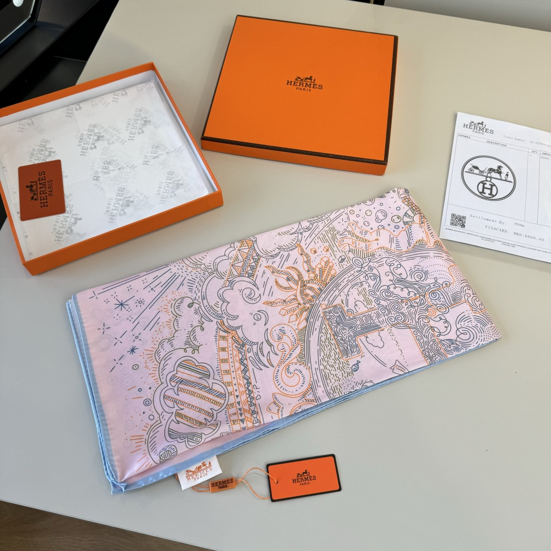 에르메스(HERMES) 온 더 라인 실크 목도리 스카프