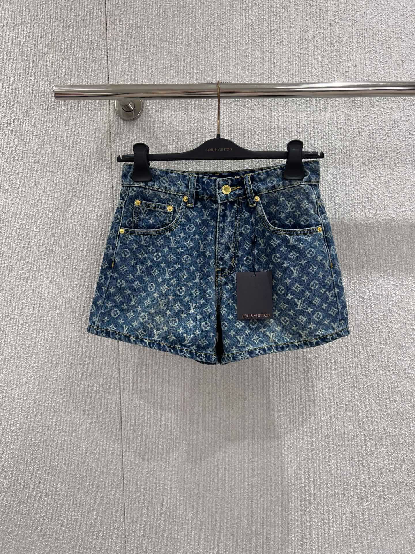 LV 루이비통 로고 자카드 데님 쇼츠 숏 팬츠 바지 의류