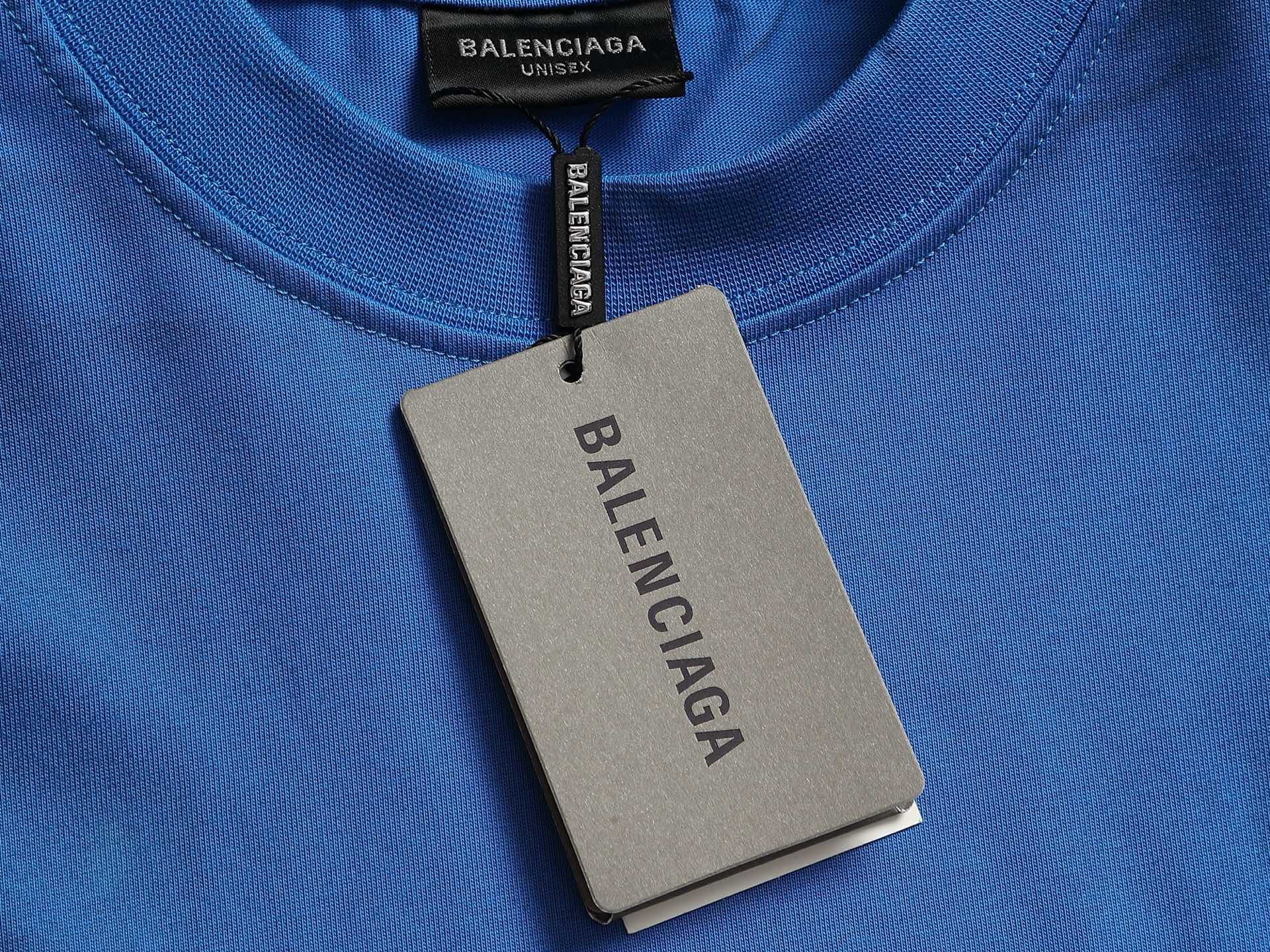 발렌시아가(BALENCIAGA) 테이프 프린팅 워싱 반팔 티셔츠 상의 의류