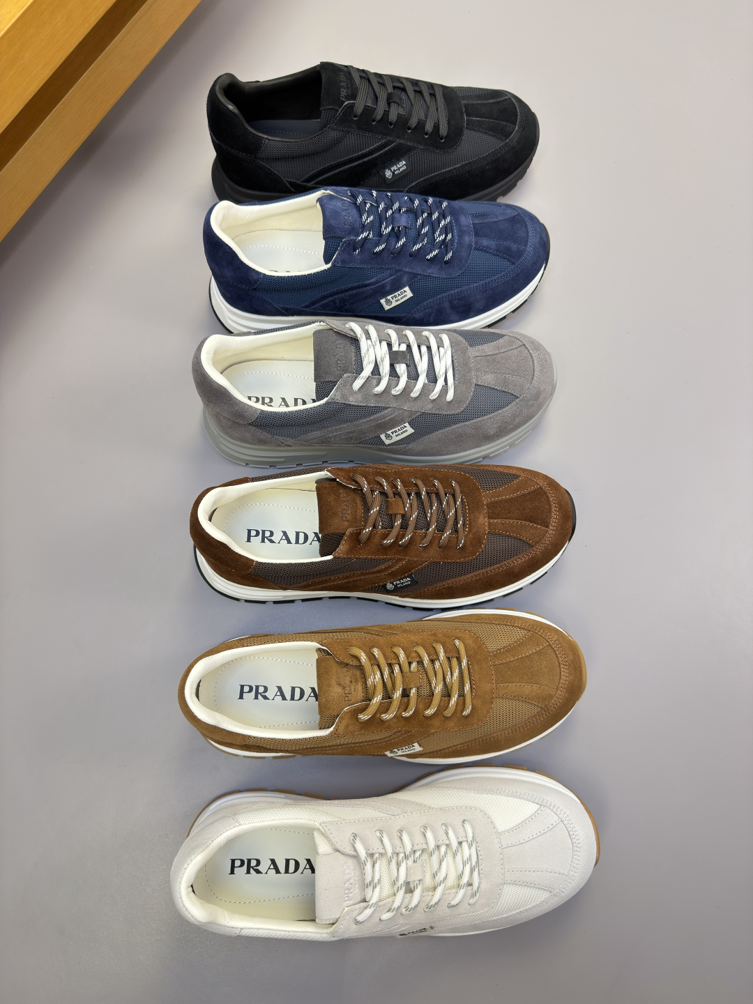 [Prada] 프라다 프리미엄 스웨이드 & 캔버스 콤비 스니커즈 신발