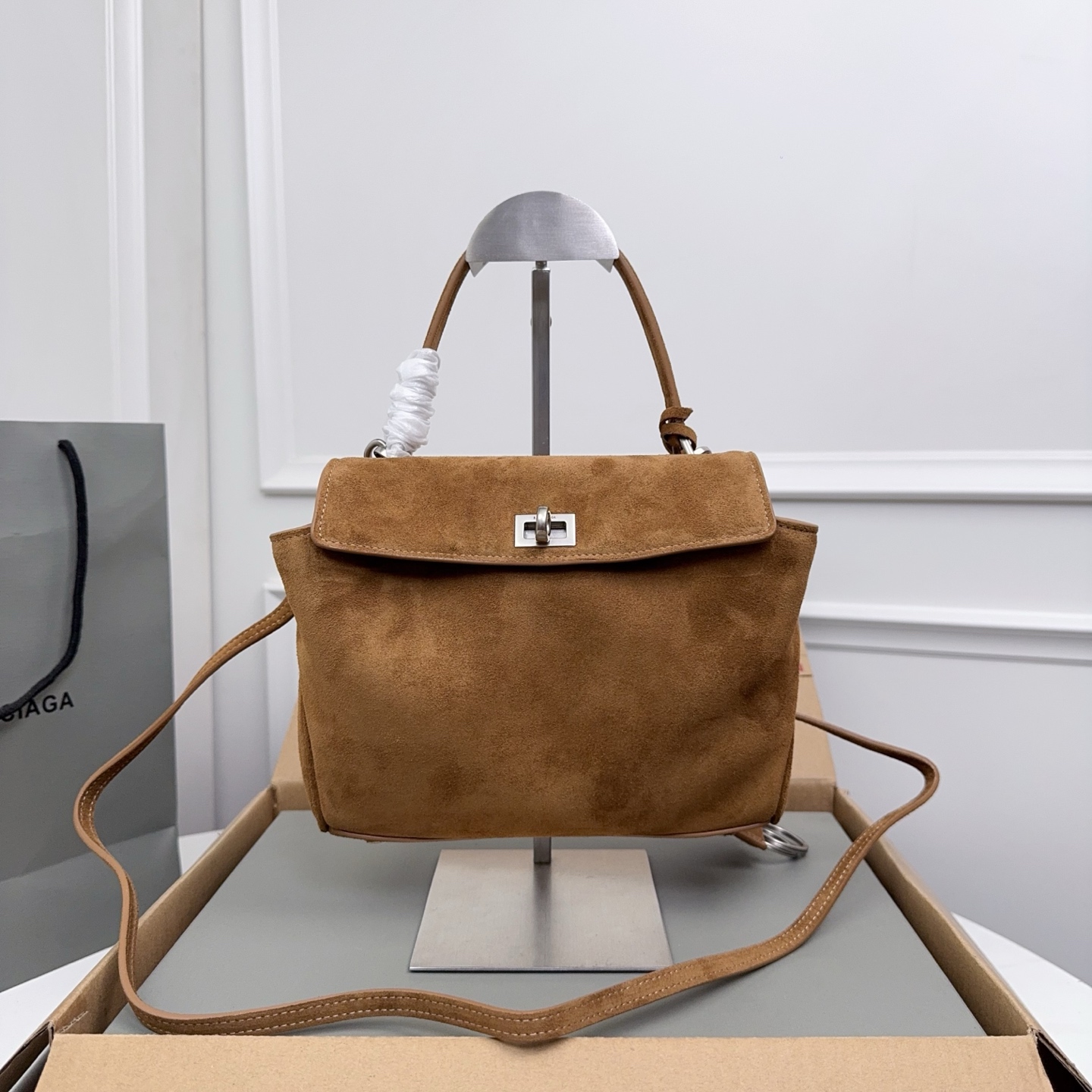 BALENCIAGA 발렌시아가 Rodeo 로데오 미니 핸드백 (매트 누벅/매스틱 레더) 가방
