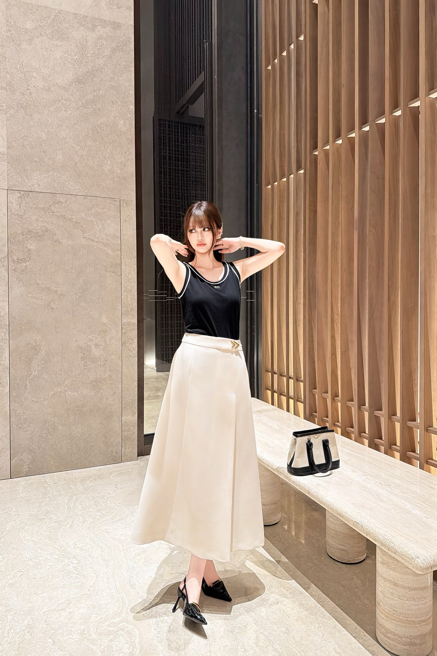 Valentino 발렌티노 하이엔드 수입 원단 롱 스커트 치마 의류