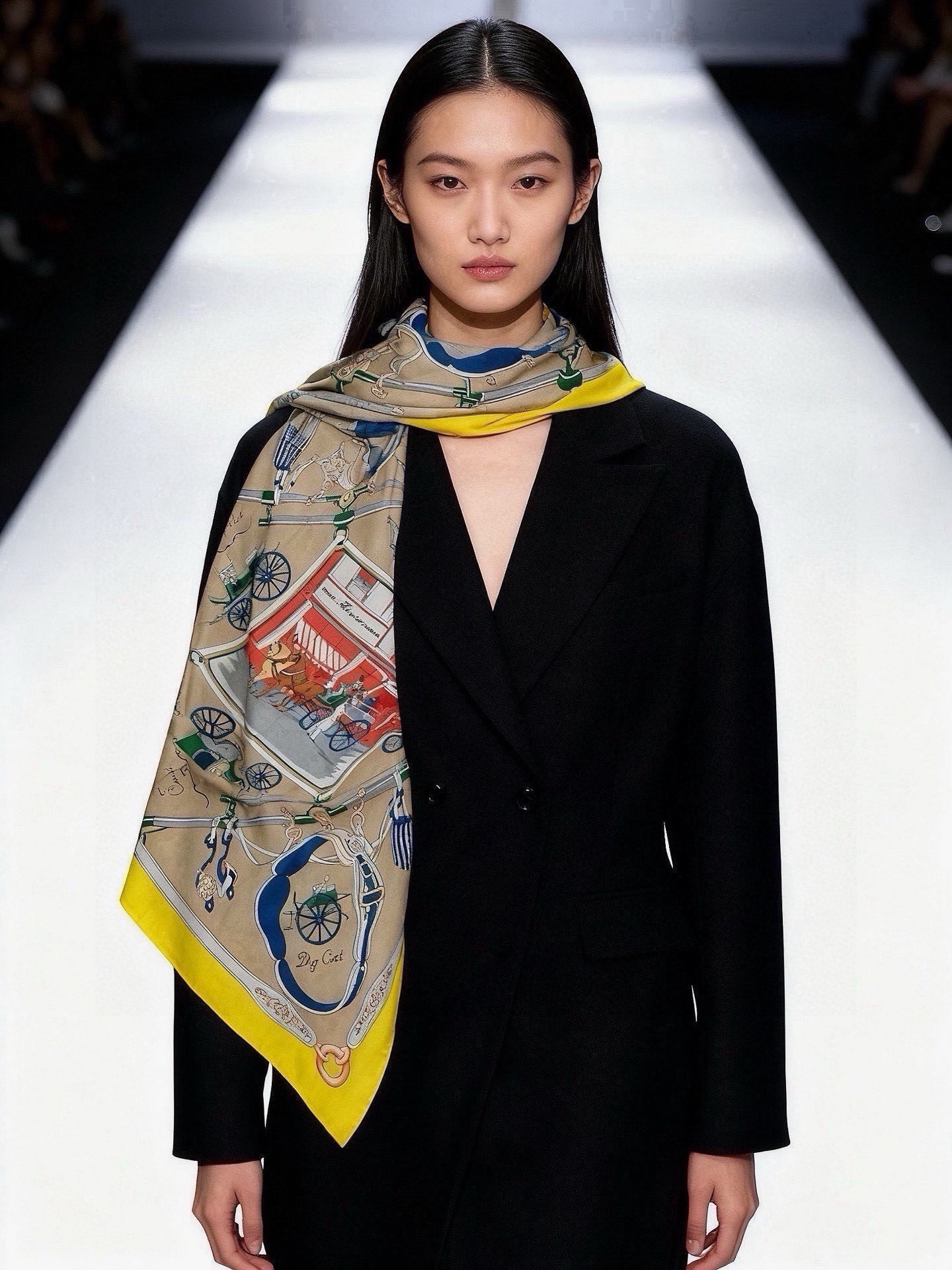 에르메스(HERMES) 더블페이스 캐시미어 실크 숄 목도리 스카프