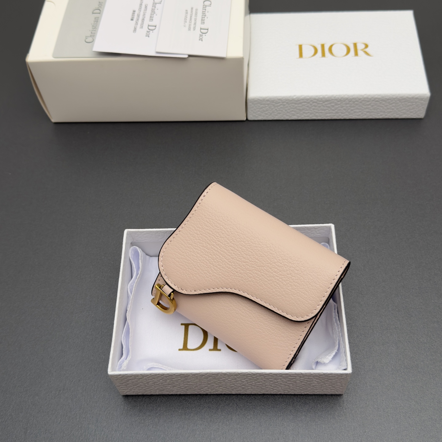 [Dior] 디올 Lotus 로터스 새들 고스트 그레인드 미니 지갑