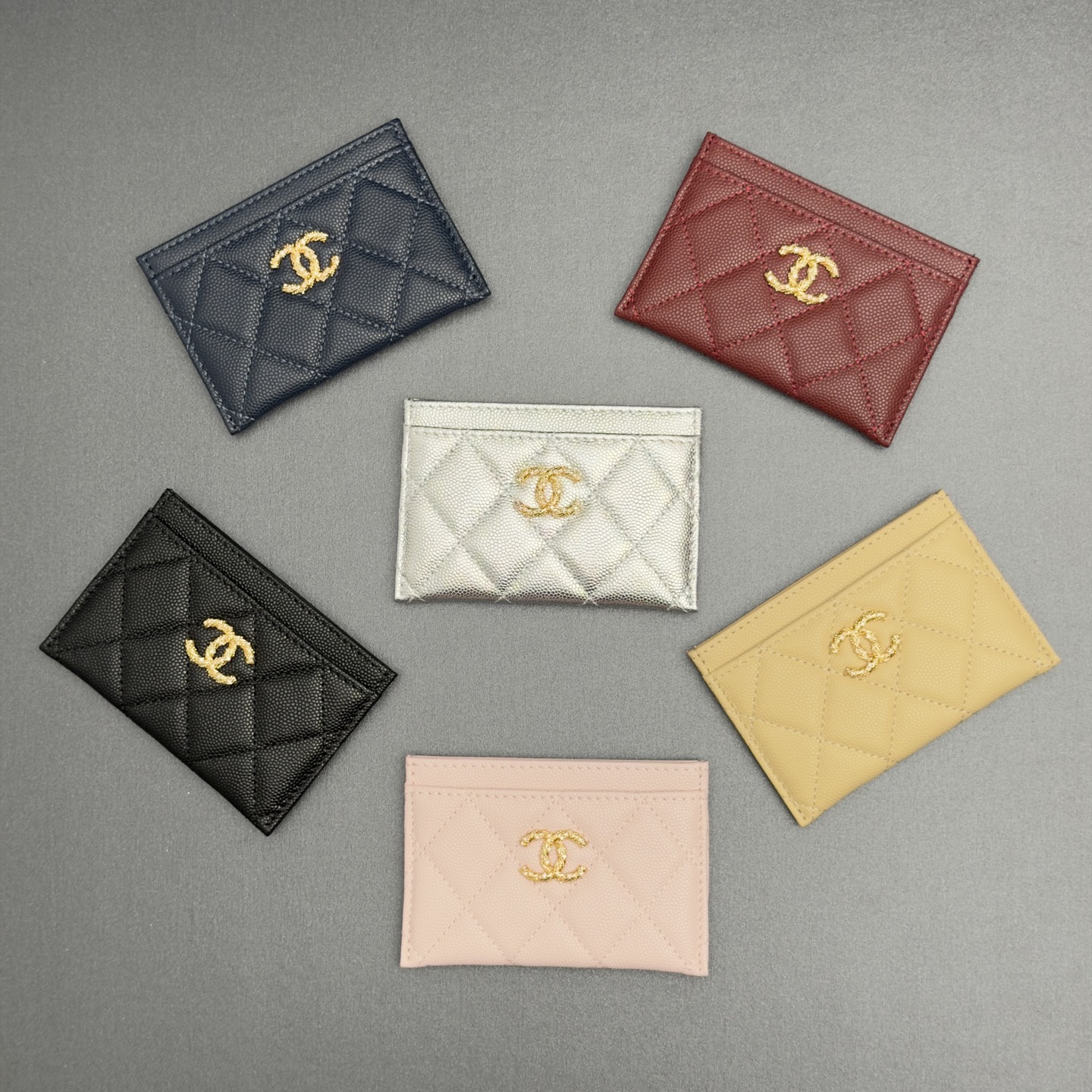 [Chanel] 샤넬 26SS 캐비어 멀티 젬스톤 슬림 카드 홀더 지갑