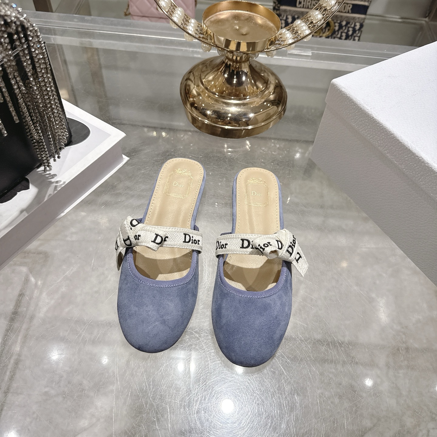 디올(DIOR) 리본 스트랩 메리제인 슬리퍼 신발