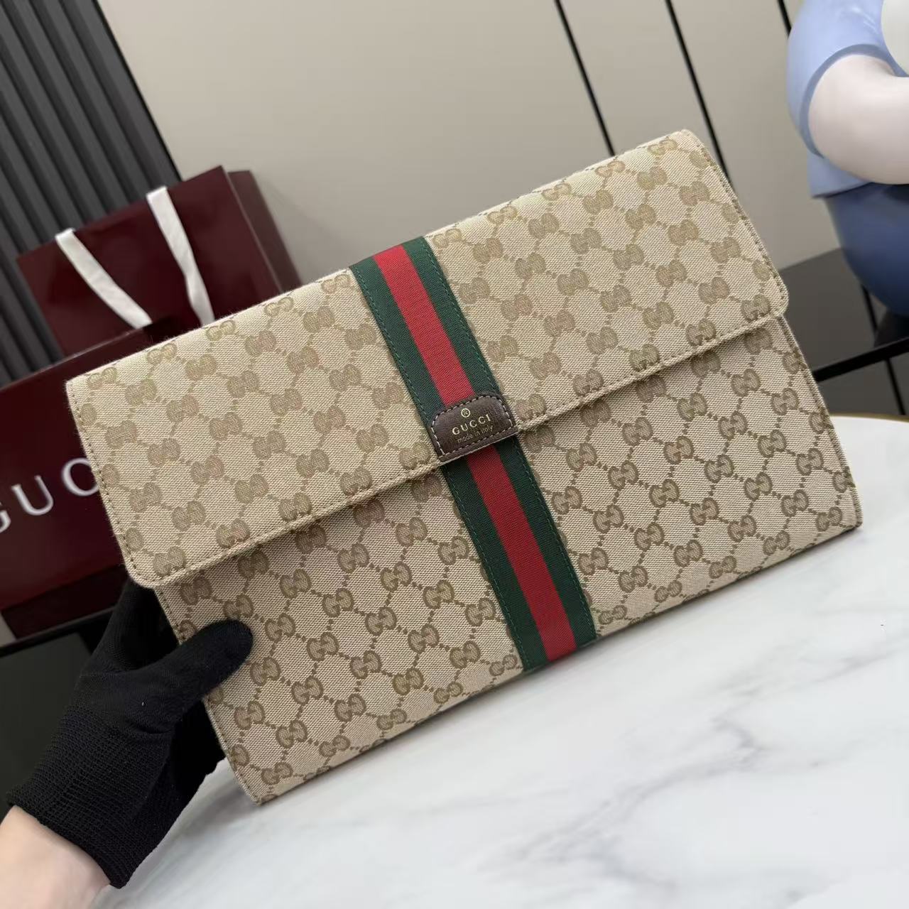 GUCCI 구찌 제너레이션(Generation) GG 캔버스 클러치 백 - 샌드/브라운 가방