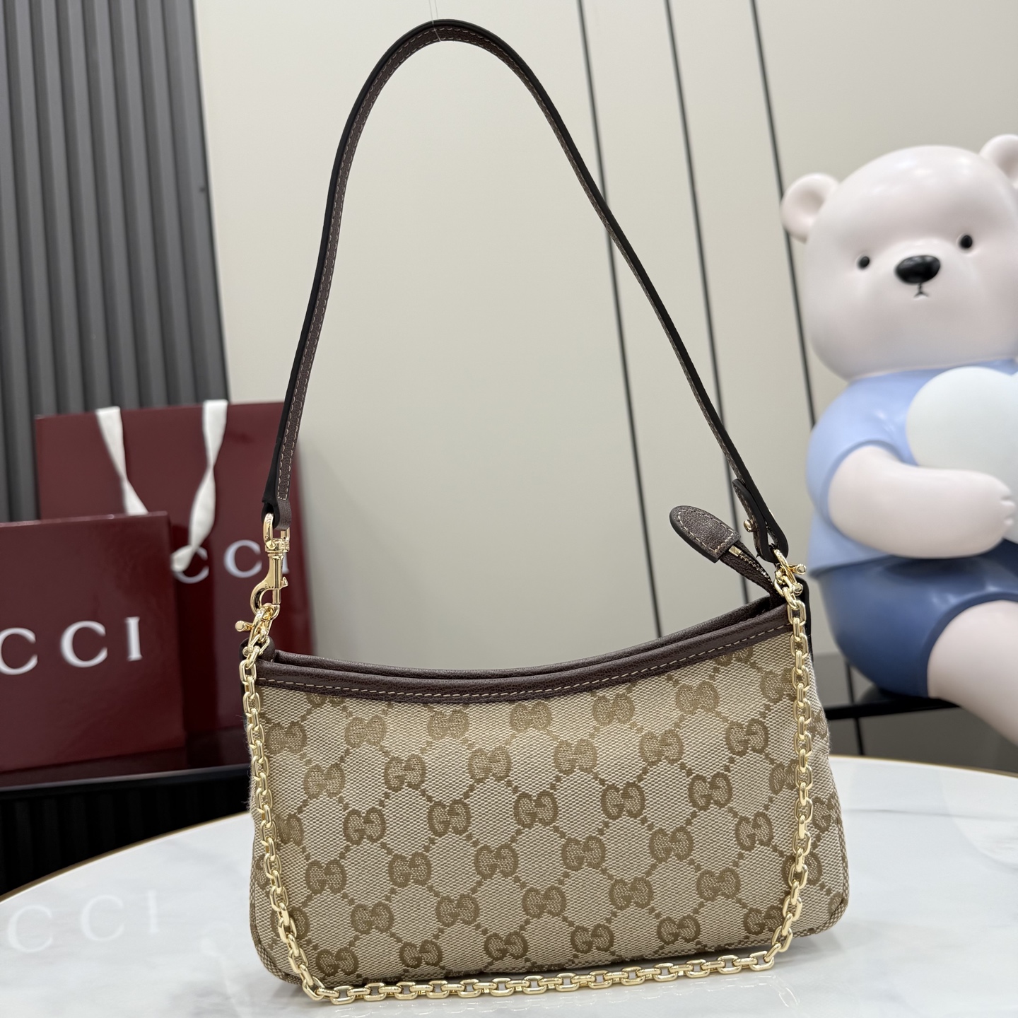 [Gucci] 구찌 (Generation) GG 캔버스 투웨이 미니 체인백 (샌드/브라운) 가방