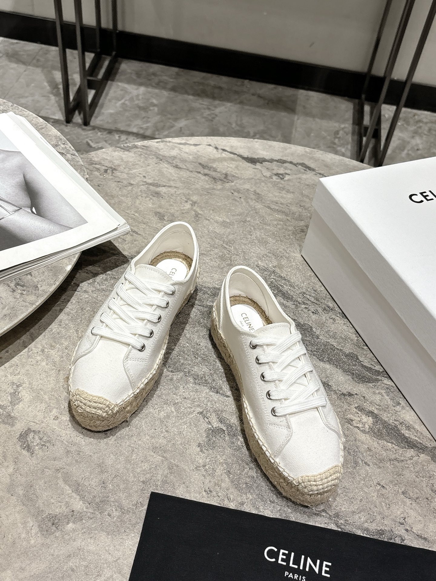 셀린느(CELINE) 스트라이프 에스파드류 레이스업 슈즈 신발
