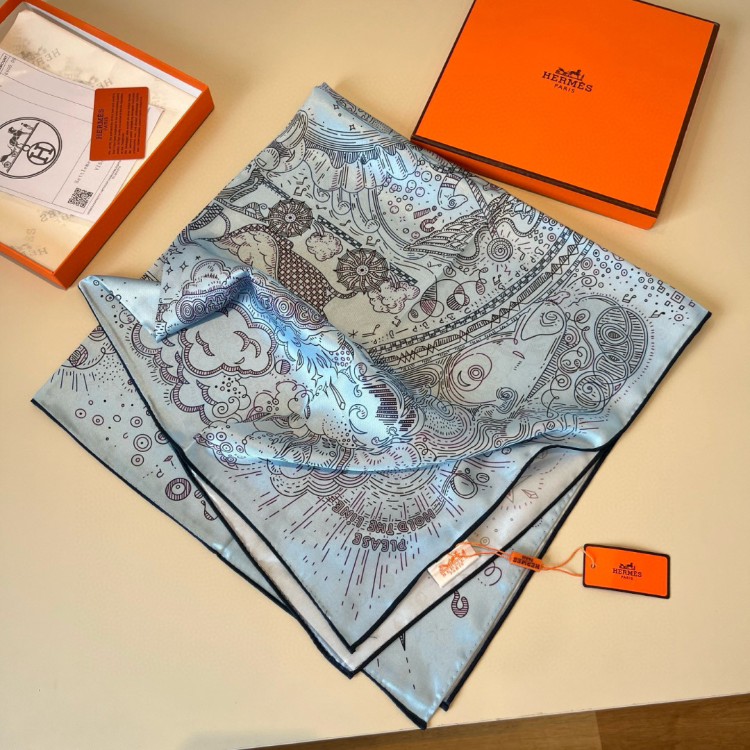 에르메스(HERMES) 온 더 라인 실크 목도리 스카프