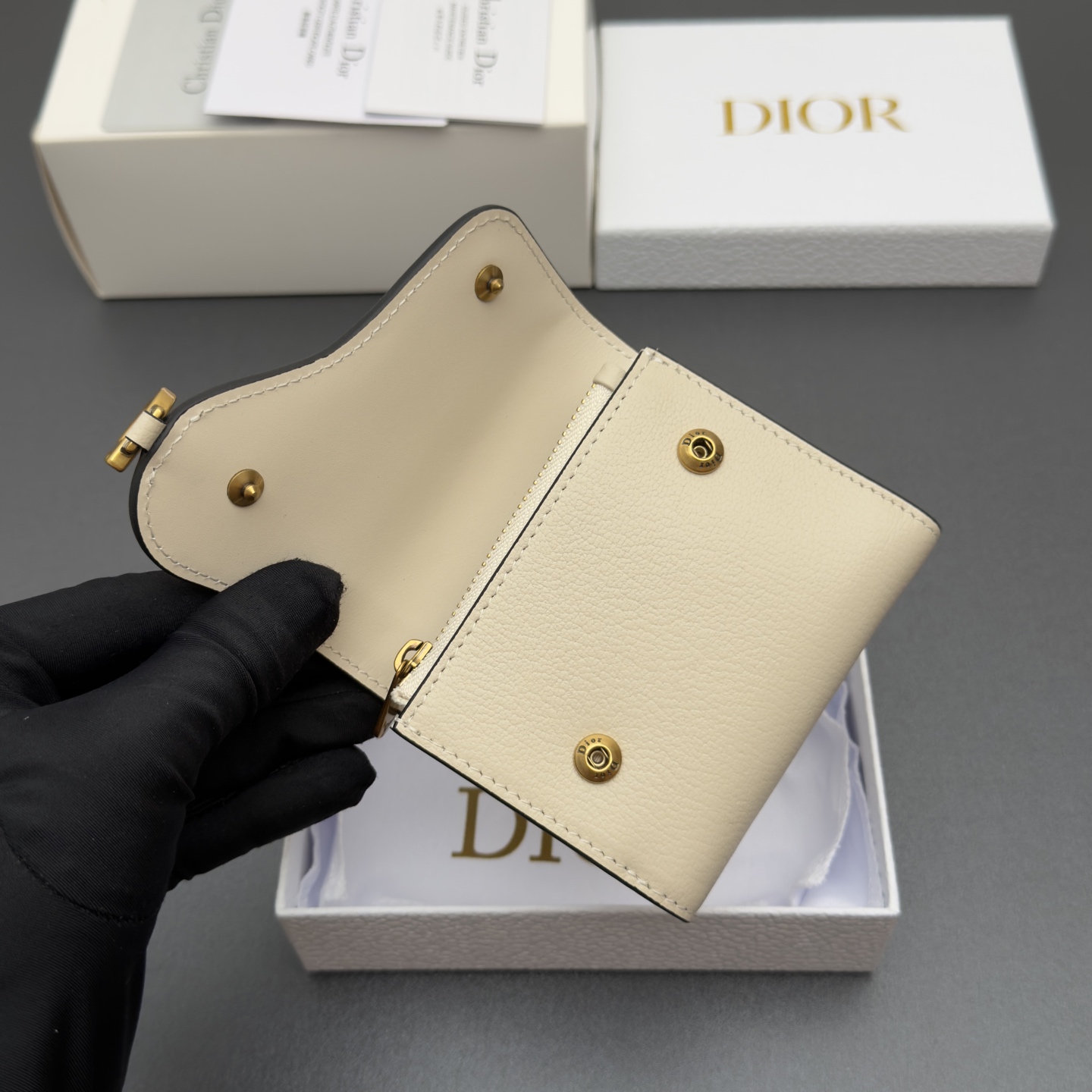 [Dior] 디올 Lotus 로터스 새들 고스트 그레인드 미니 지갑