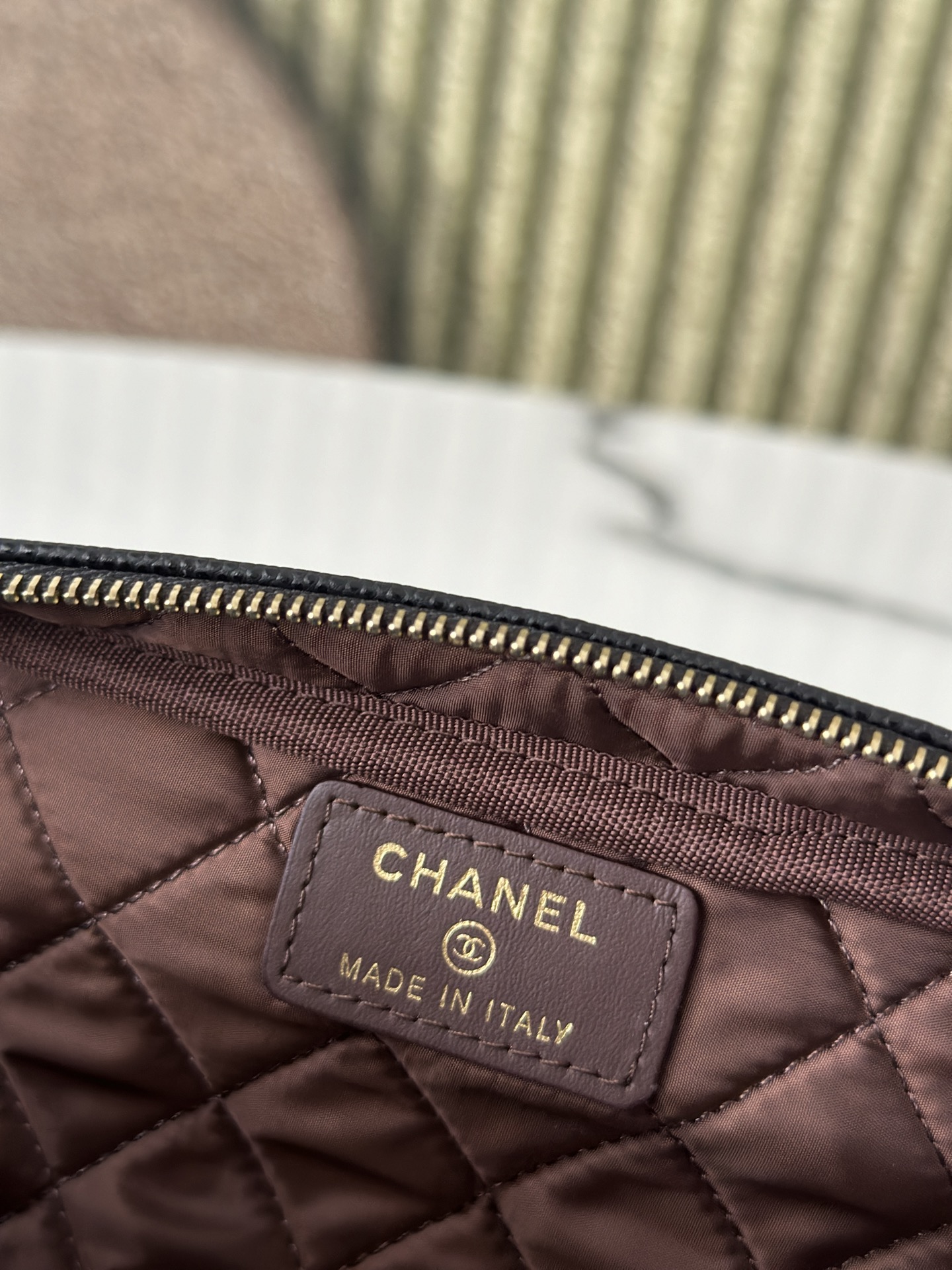Chanel 샤넬 그레인 카우레더 세면·메이크업 파우치 백 가방