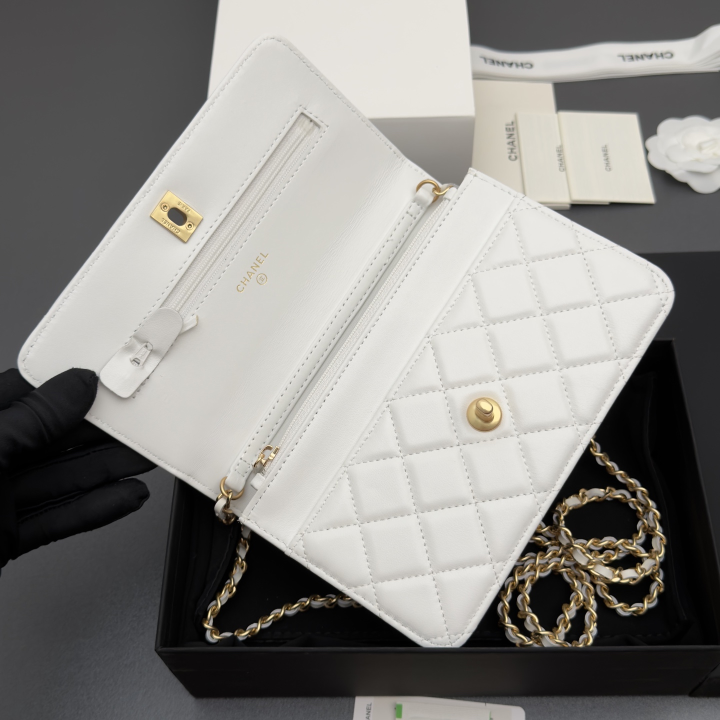 [Chanel] 샤넬 이탈리안 램스킨 클래식 체인 파우치/클러치 가방