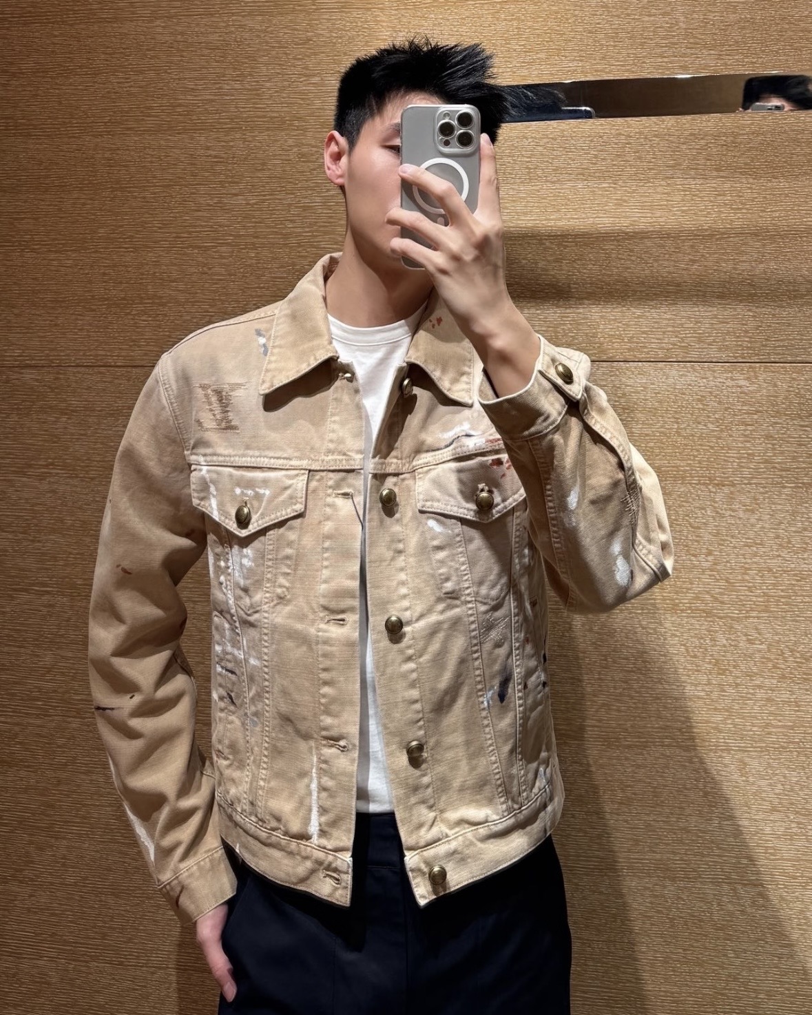 루이비통(LV) Lu Arty 페인트 스플래터 워싱 데님 트러커 재킷 상의 의류