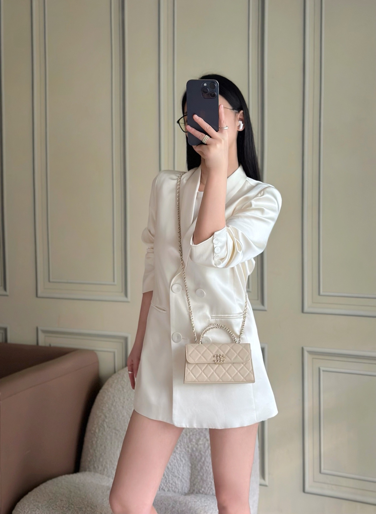 Chanel 25S 샤넬 캐비어 카우레더 Kelly 핸들백 가방
