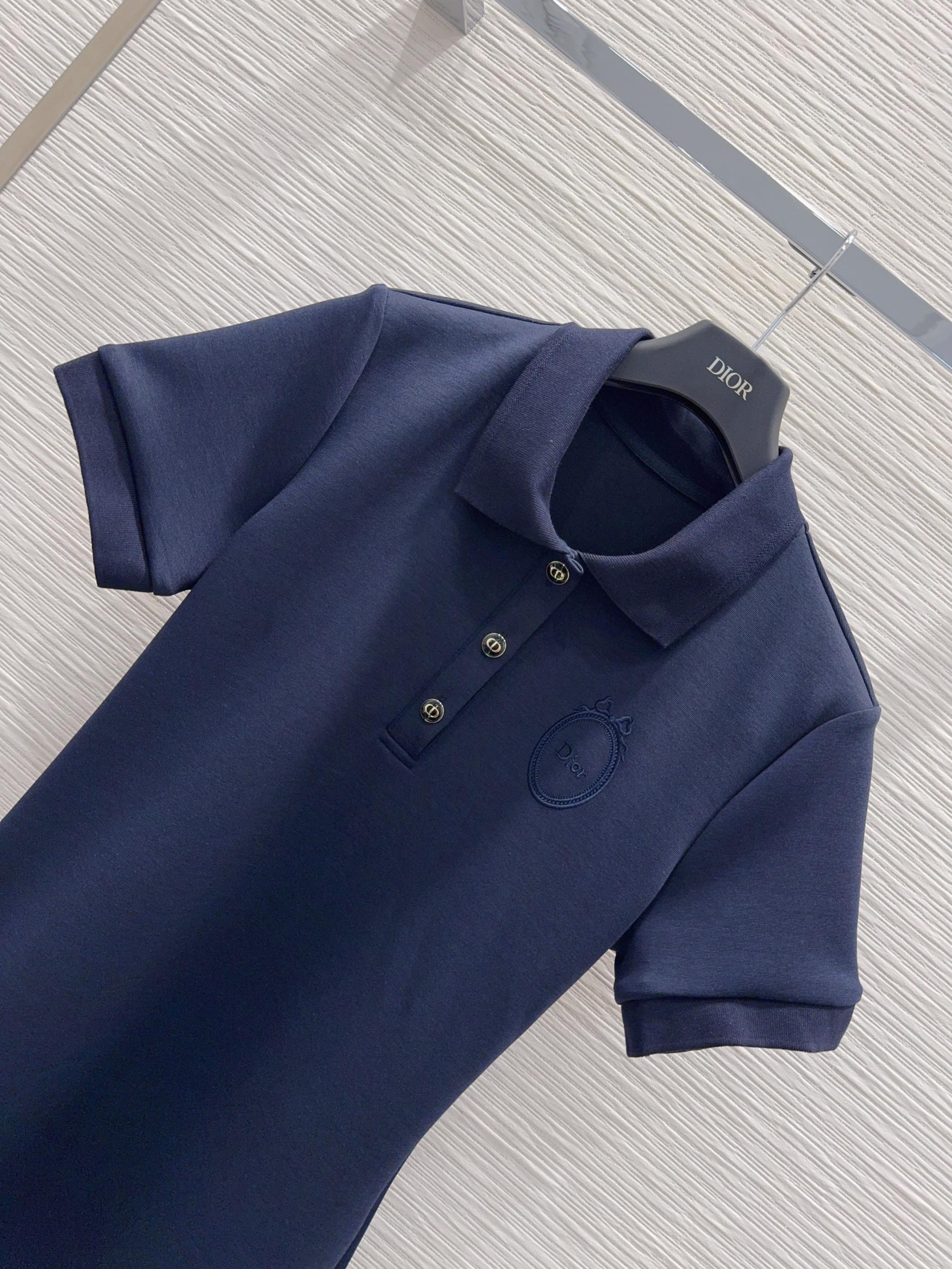 Dior CD 디올 레트로 스포츠 폴로 반팔 원피스 의류