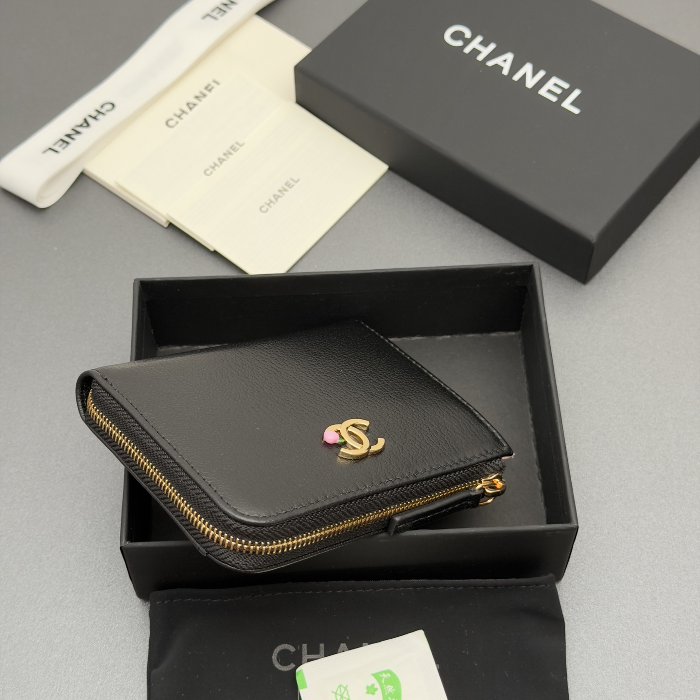 [Chanel] 샤넬 메탈 로고 L자 지퍼 미니 지갑
