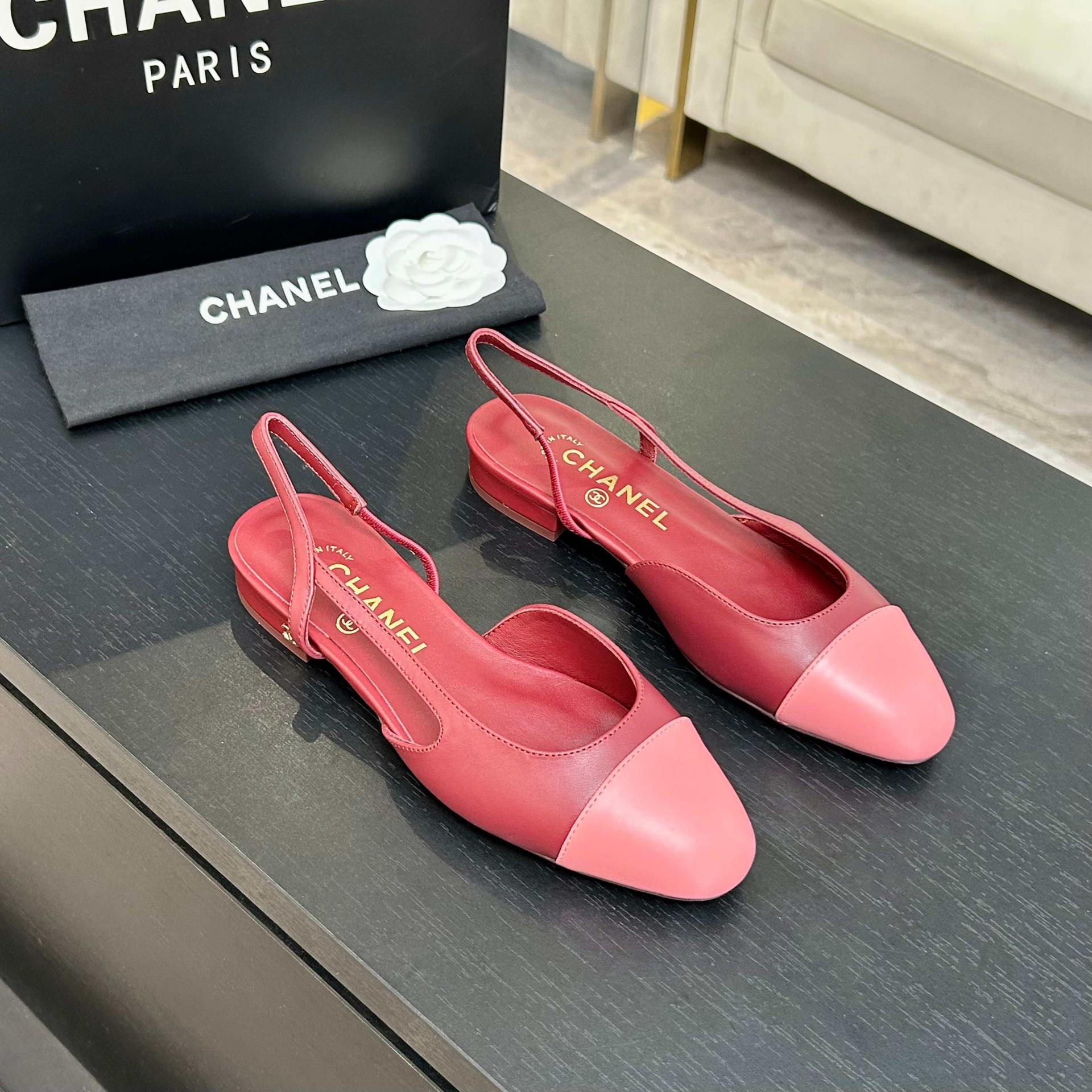 샤넬(CHANEL) 투톤 슬링백 로우힐 신발