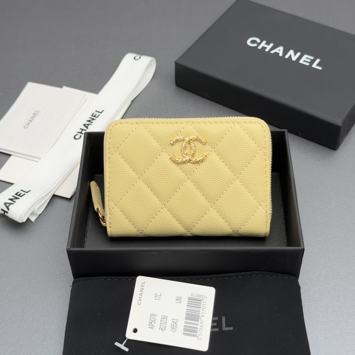 [Chanel] 샤넬 26SS 캐비어 멀티 젬스톤 미니 지퍼 코인 퍼스 지갑