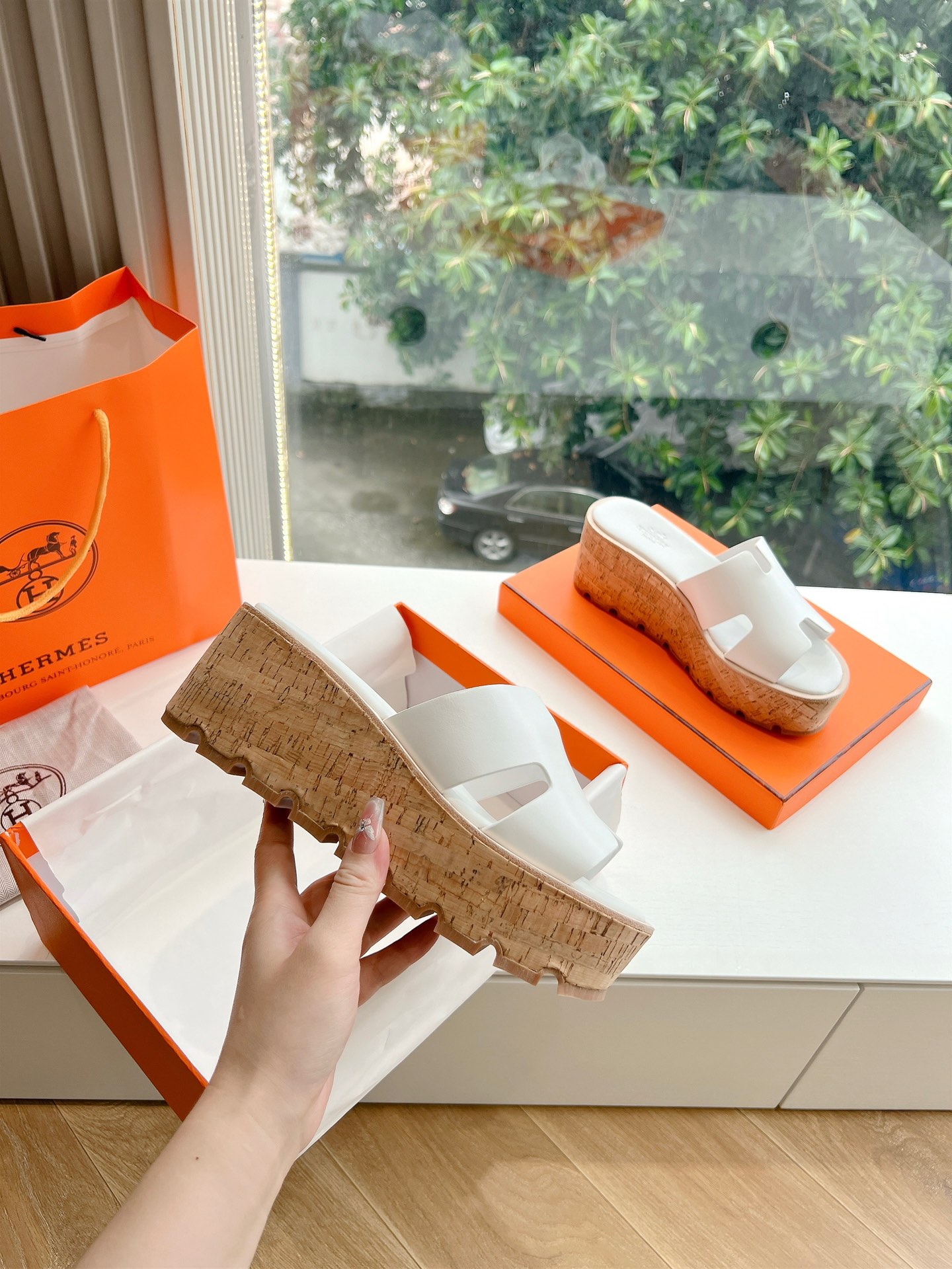 에르메스(HERMES) 웨지힐 슬리퍼 신발
