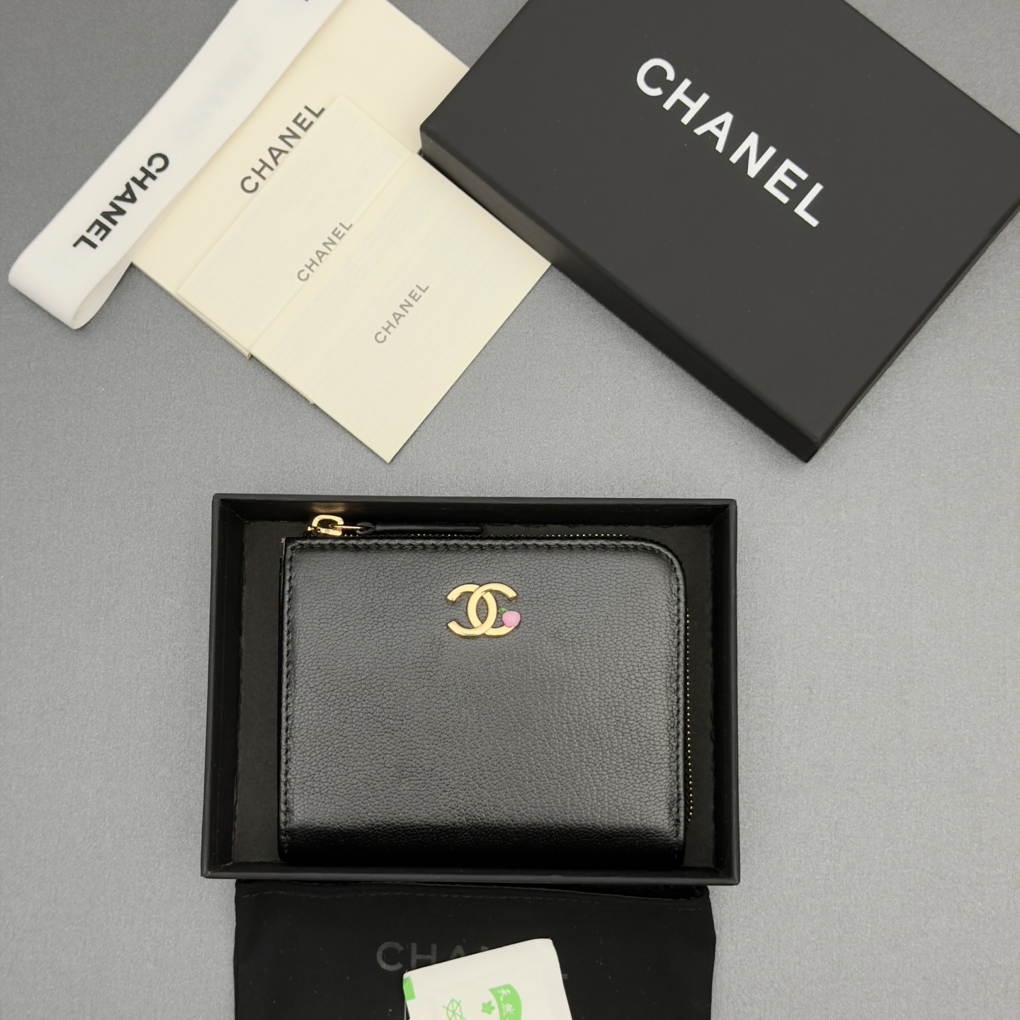 [Chanel] 샤넬 메탈 로고 L자 지퍼 미니 지갑
