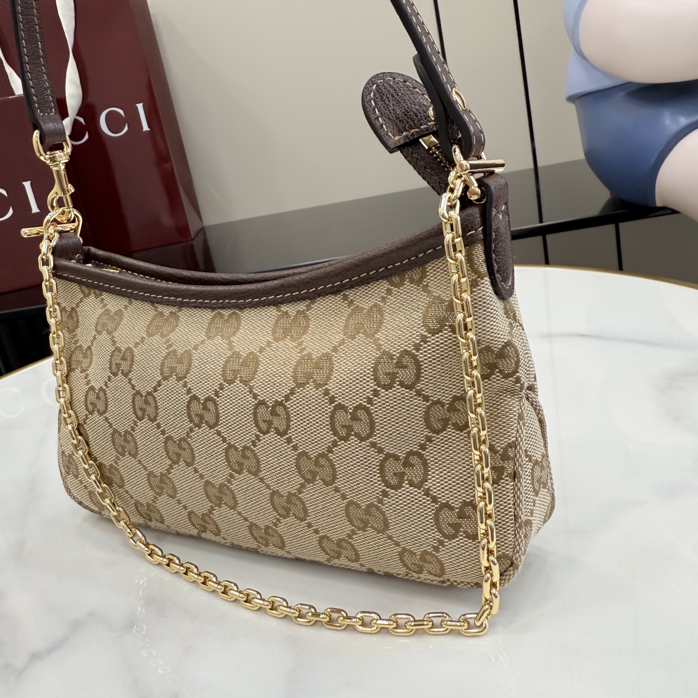 [Gucci] 구찌 (Generation) GG 캔버스 투웨이 미니 체인백 (샌드/브라운) 가방