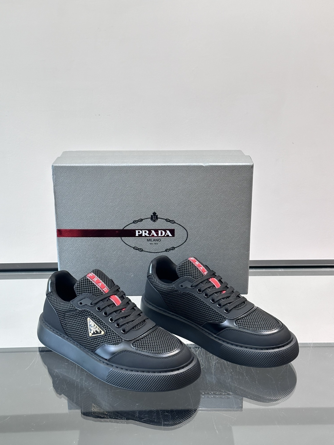 [Prada] 프라다 맨즈 메쉬 믹스 런닝 스니커즈 신발