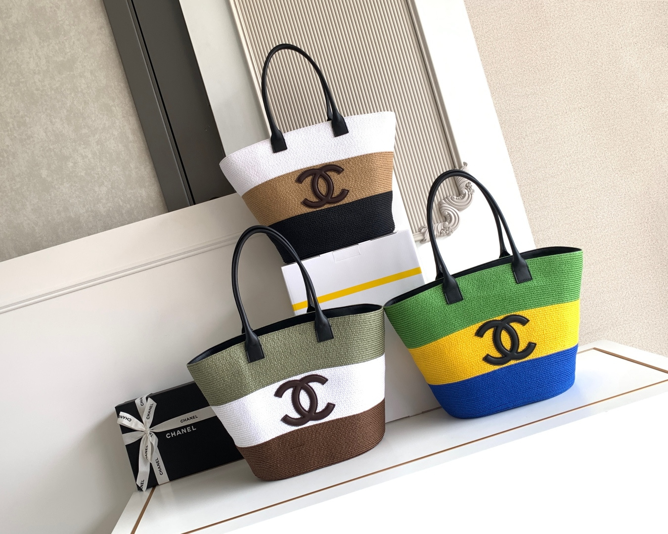 Chanel 샤넬 26C 라피아 & 스웨이드 위빙 쇼핑백 토트백 (AS6148) 가방