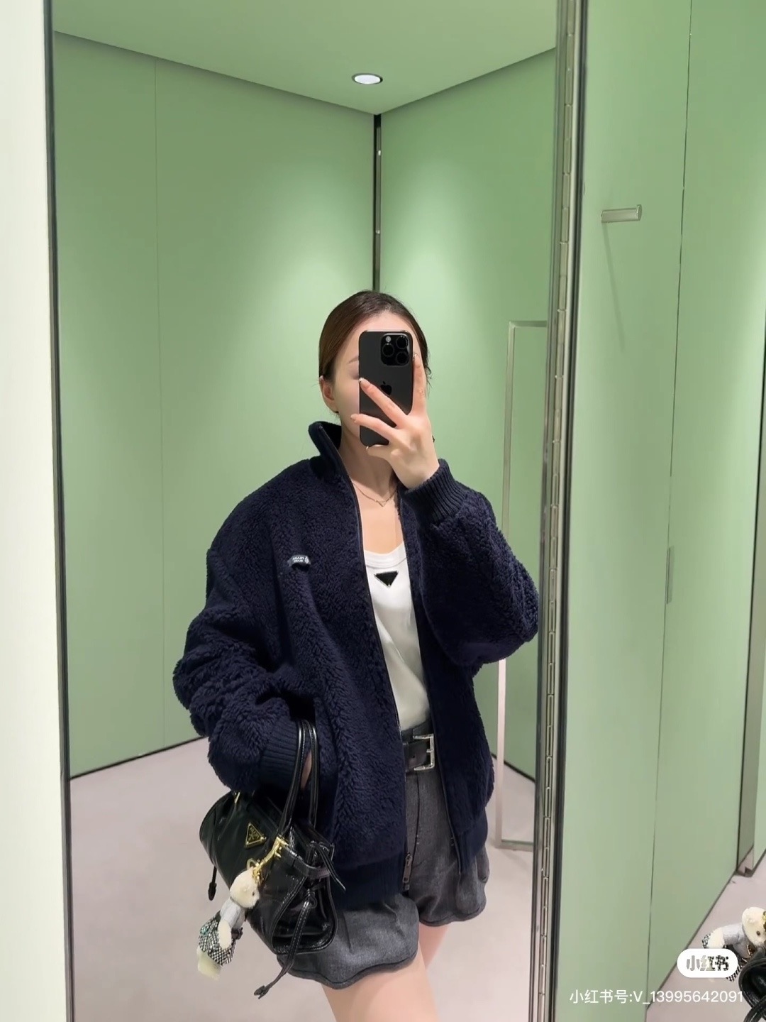 프라다(PRADA) 시어링 울 집업 재킷 상의 의류