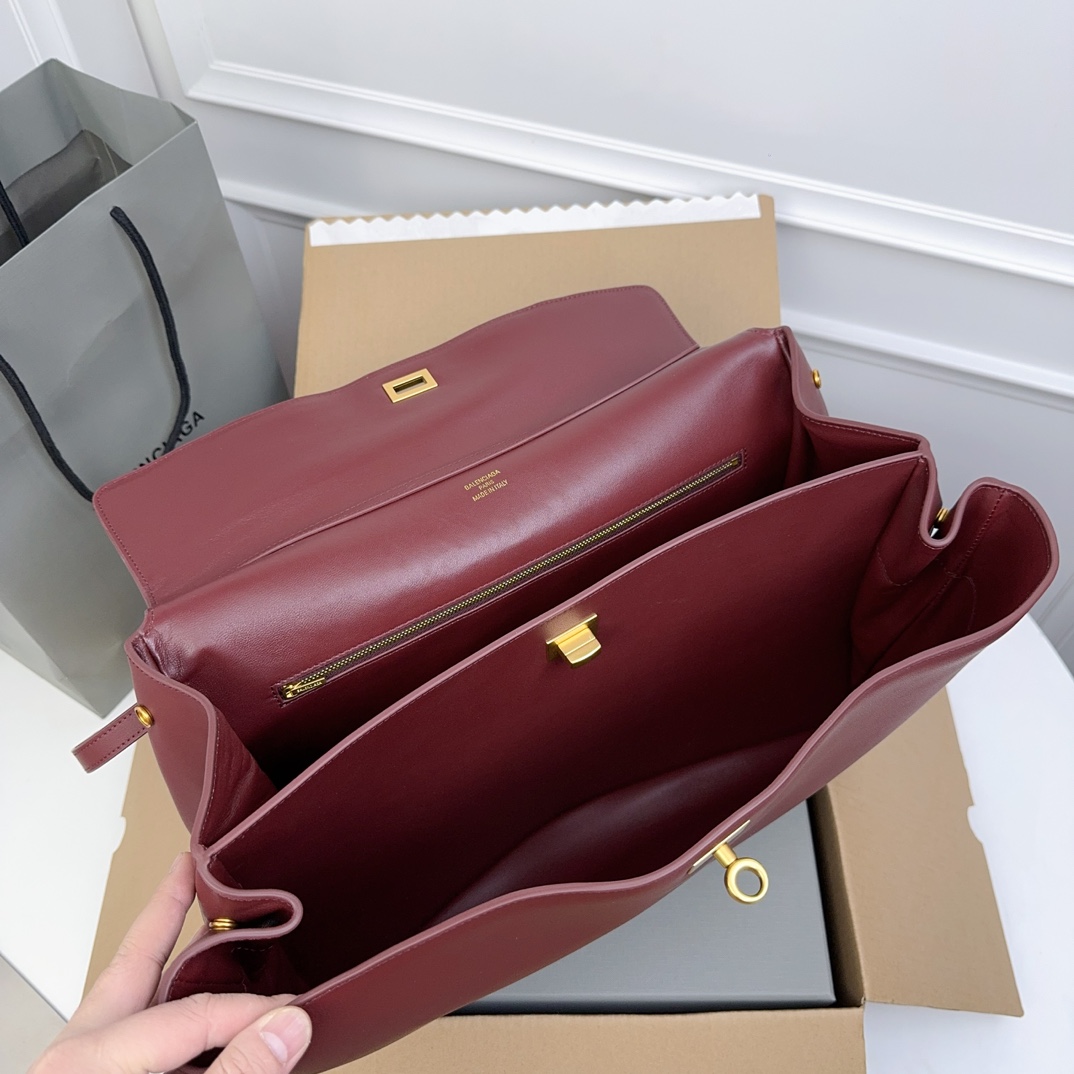 BALENCIAGA 발렌시아가 Rodeo 로데오 라지 핸드백 (버건디 컬러 / 골드 하드웨어) 가방