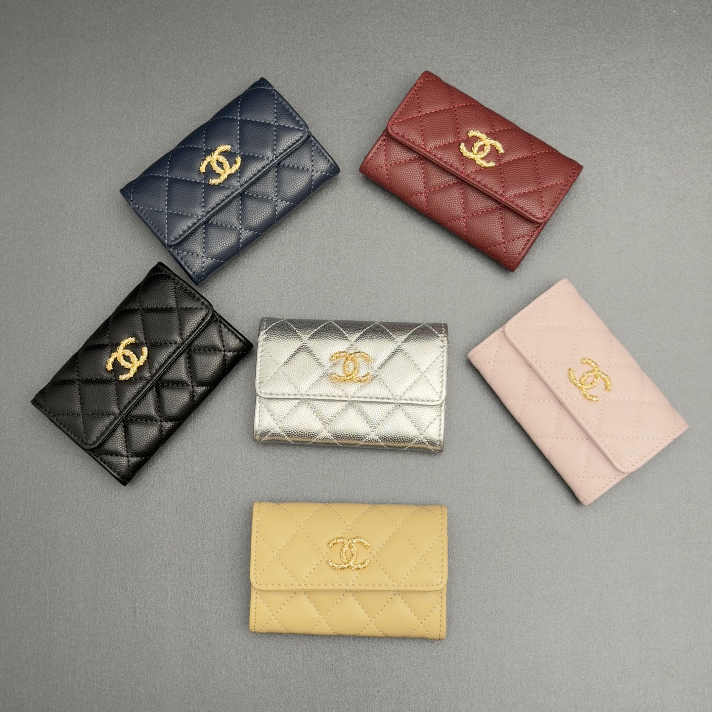[Chanel] 샤넬 26SS 캐비어 멀티 젬스톤 카드 홀더 지갑