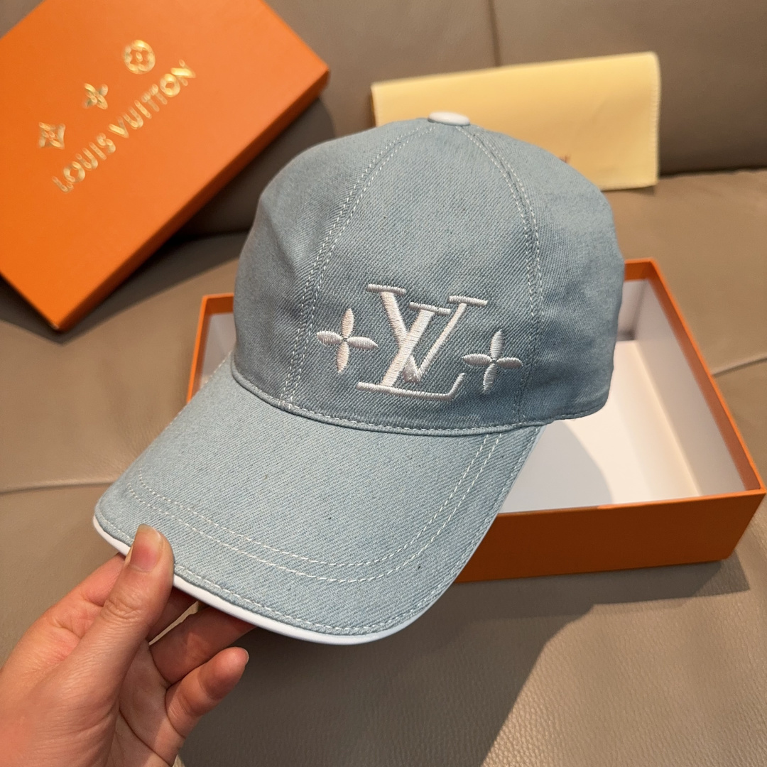 루이비통(LV) 로고 데님 볼캡 모자