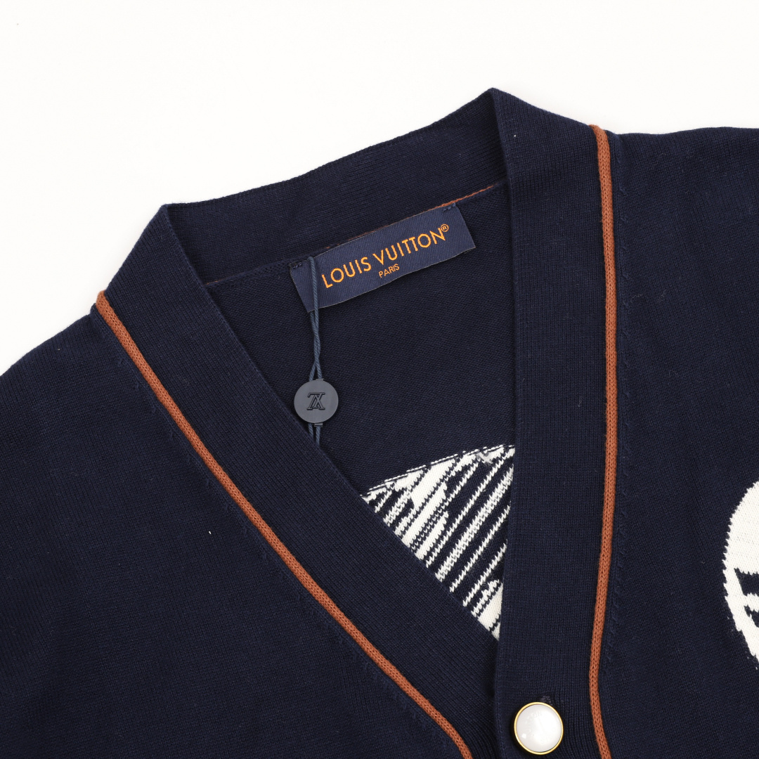 루이비통(LV) NIGO 콜라보 로고 자수 베이스볼 니트 가디건 상의 의류