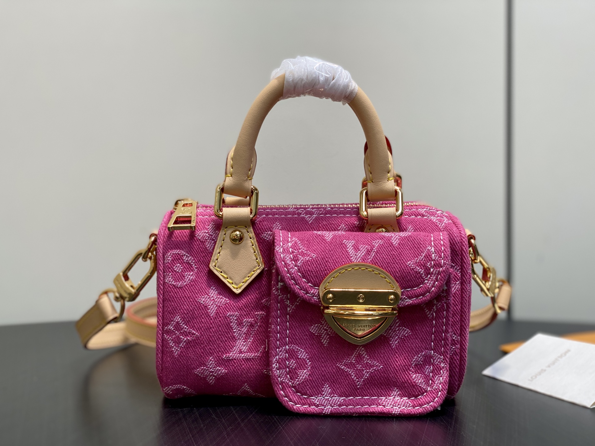 [Louis Vuitton] LV 루이비통 모노그램 데님 나노 스피디 (로즈 핑크) 가방
