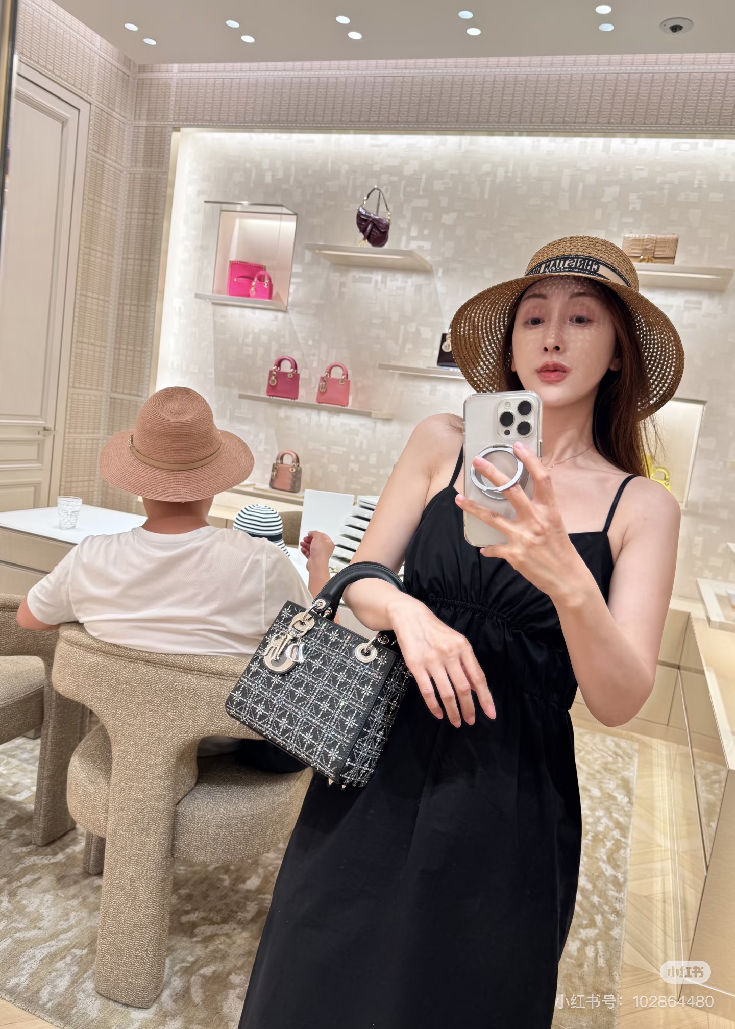 Dior 디올 레이디 디올(Lady Dior) 스몰 4구 핸드백 (블랙 비즈 자수) 가방