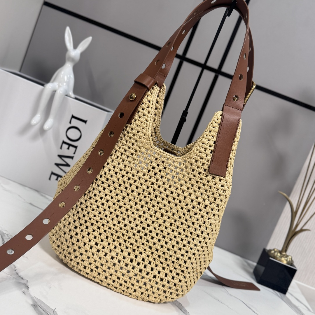 [Loewe] 로에베 Punch Hole Hobo 펀치 홀 호보 라피아 숄더백 가방