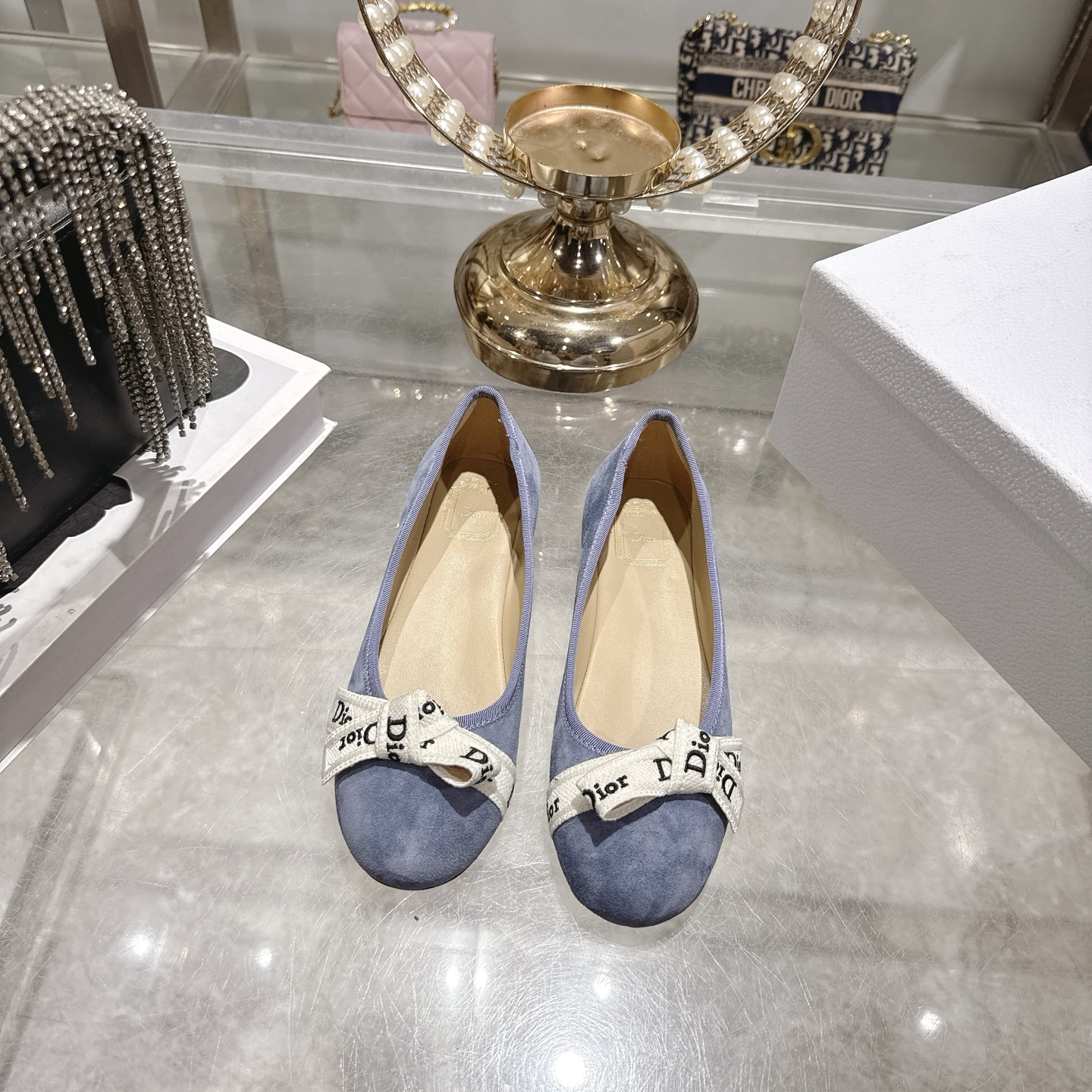 디올(DIOR) 리본 스트랩 메리제인 플랫슈즈 신발