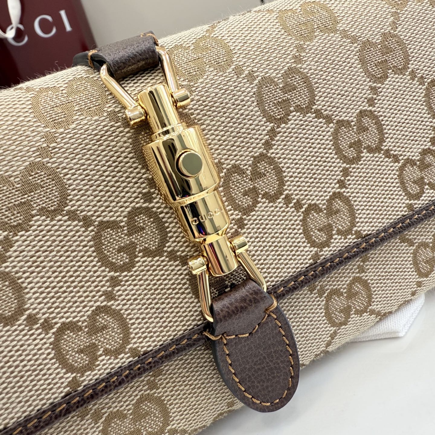 [Gucci] 구찌 26SS Jackie 재키 1961 GG 캔버스 체인 월렛 (WOC) 지갑