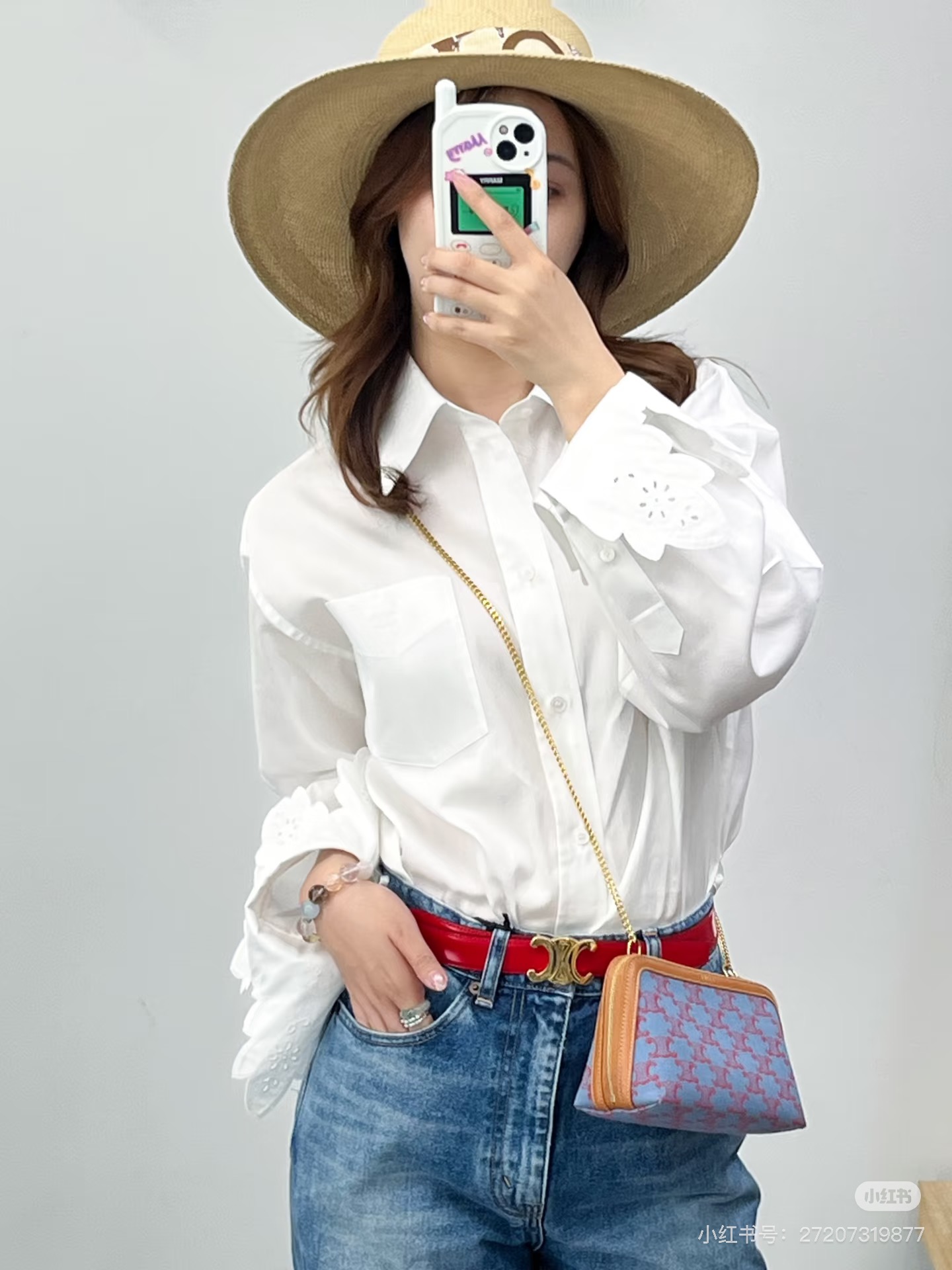 셀린느(CELINE) 트리옹프 자수 레이스 커프 코튼 셔츠 상의 의류