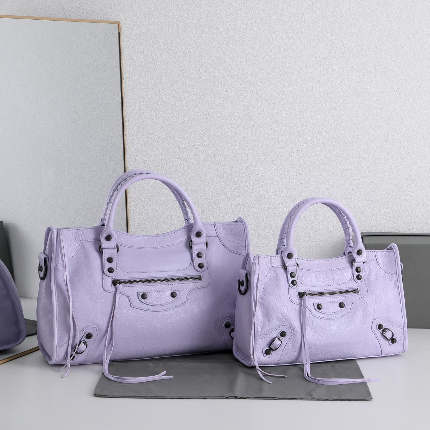 BALENCIAGA 발렌시아가 Le City 르 시티 스웨이드 컴비네이션 카프스킨 모터사이클 백 가방
