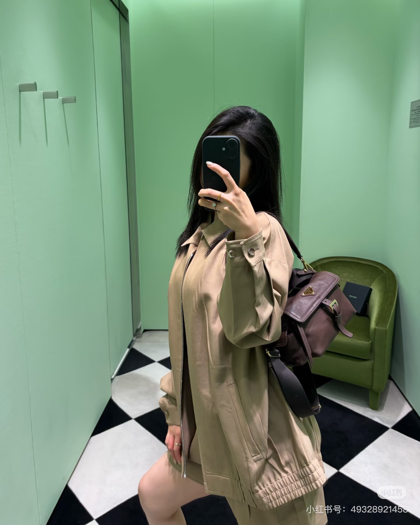 프라다(PRADA) 카키 오버핏 집업 재킷 상의 의류