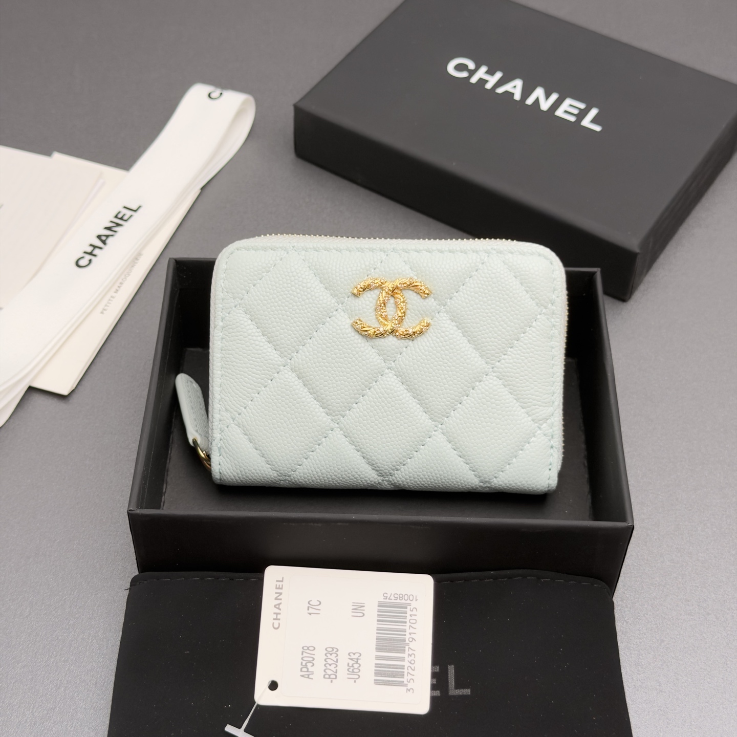 [Chanel] 샤넬 26SS 캐비어 멀티 젬스톤 미니 지퍼 코인 퍼스 지갑