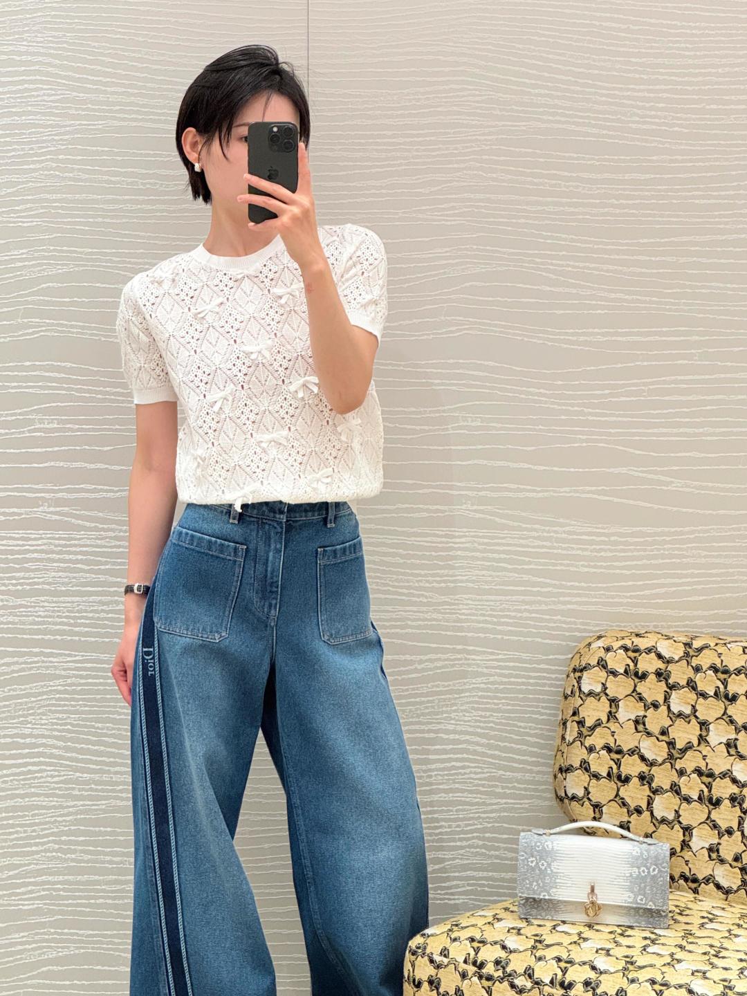 디올(DIOR) 크롭 데님 재킷 와이드 팬츠 의류
